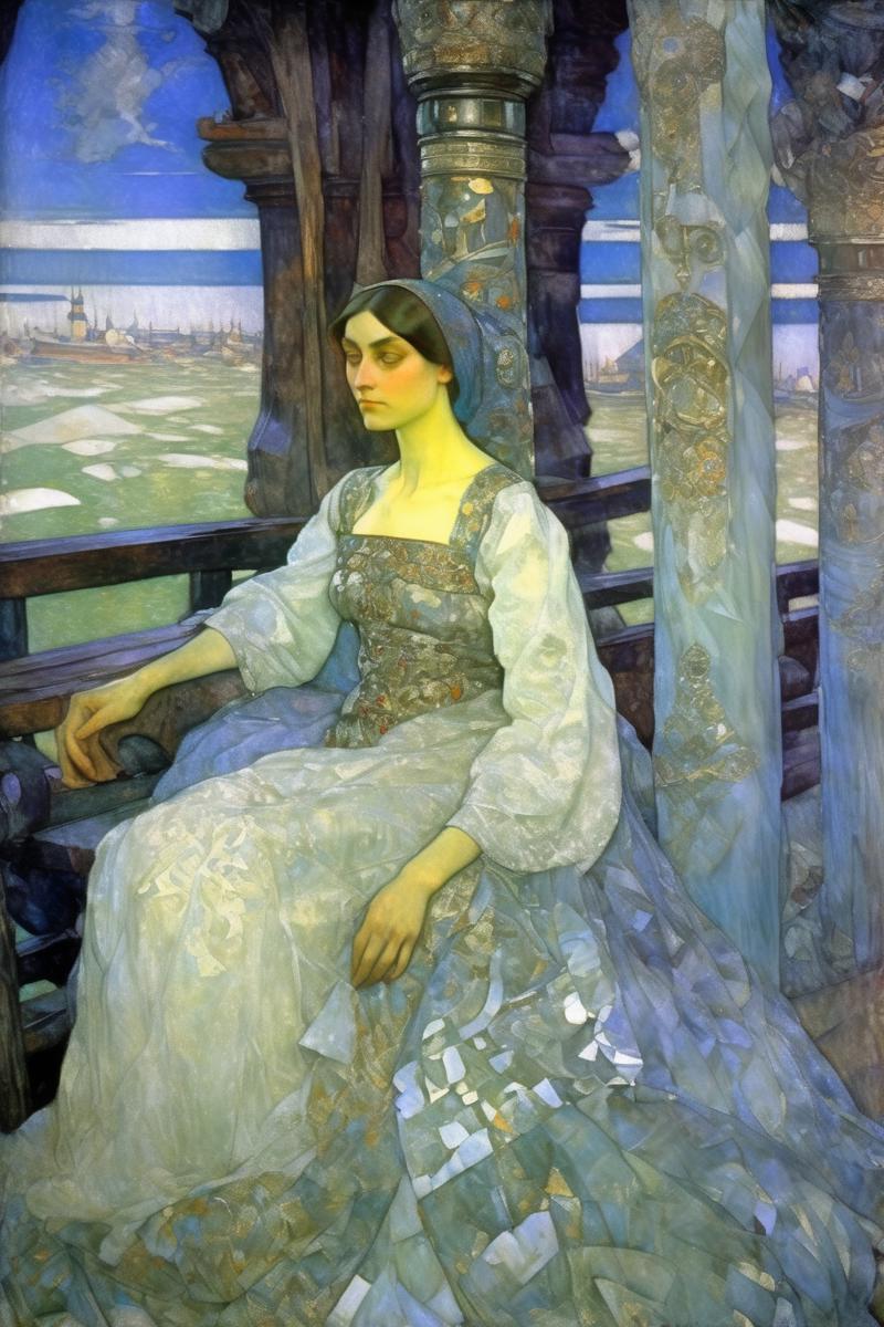 00414-3989092304-_lora_Mikhail Vrubel Style_1_Mikhail Vrubel Style - Mikhail Vrubel painting, beautiful tsarevna sitting in the terem.png